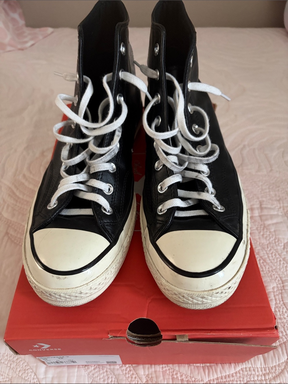 Converse Black Leather Chuck Hi
